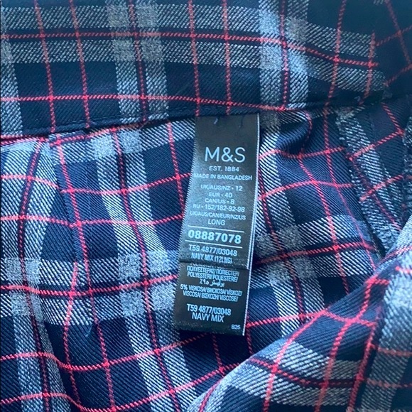 Marks & Spencer Blue Check Skirt in Sz: 8 (UK:12) - Picture 6 of 9